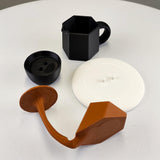 Floating Coffee Pour Sculpture | Black 3D Printed Coffee Art Optical Illusion Kitchen Decor | Coffee Lover Gift Barista Unique Coffee Bar