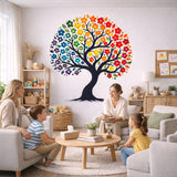 Rainbow Tree of Life Wall Vinyl Decal | Colorful Flower Tree Sticker | Boho Nursery Bedroom Living Room Wall Art Decor