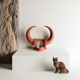 Horned Pet Bowl Holder Stand | 3D Printed Fantasy Raised Feeder Frame for Cats & Small Dogs | Sculptural Feeding Station Home Decor Gift