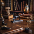 Alternate product view of 3D Printed Raven Skull Magic Wand with Stand.