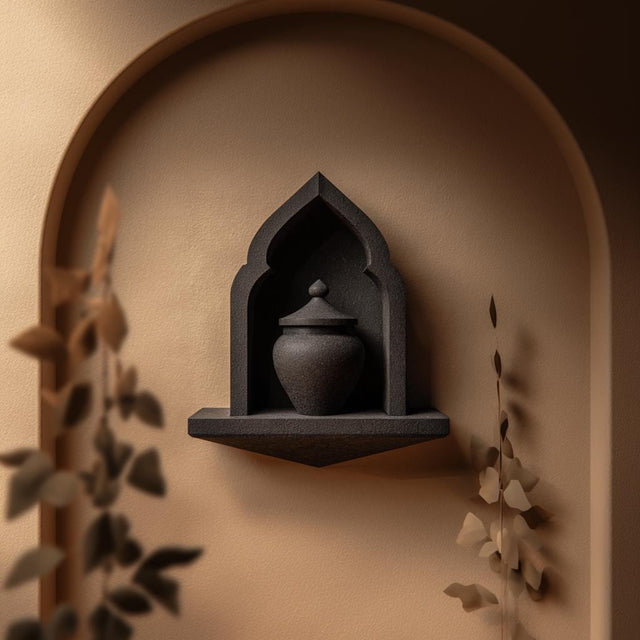 Alternate product view of 3D Printed Gothic Arch Memorial Wall Shelf with Urn.