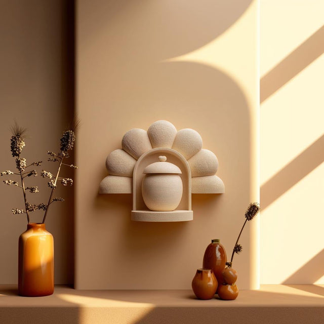 Alternate product view of 3D Printed Floral Arch Memorial Wall Shelf with Urn.
