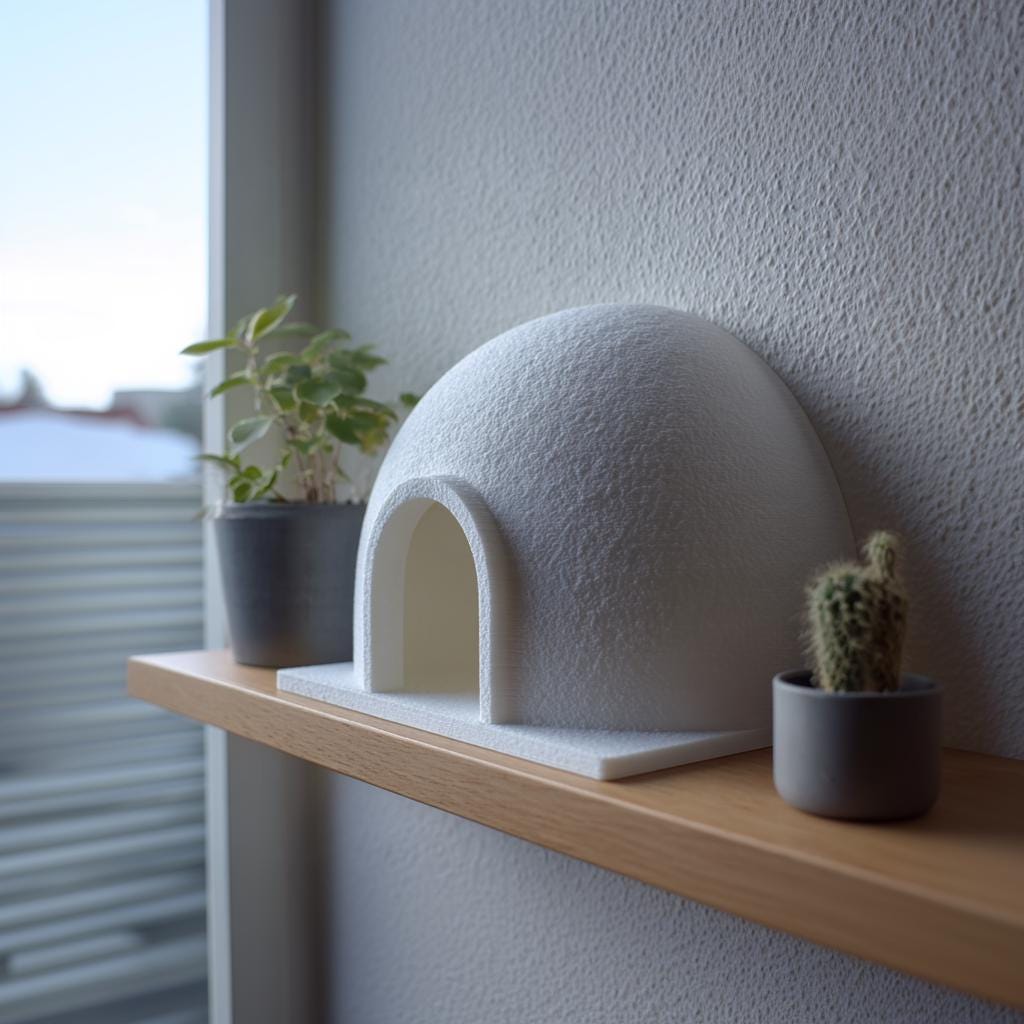 Cute Igloo Dome Shelf Decor | 3D Printed Minimal Winter House Display | Modern Desk or Bookshelf Accent for Cozy Nordic Interiors Decor
