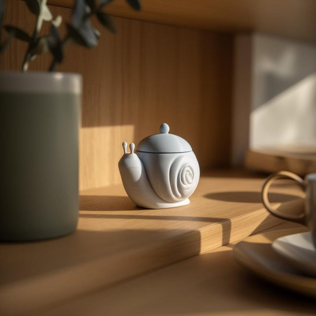 Alternate product view of 3D Printed Spiral Shell Snail Memorial Urn.