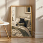 Bombay Cat Reading in Bed Poster | Modern Gouache Cat Wall Art | Warm Beige Oat Milk Decor | Cozy Minimalist Bedroom Print | Cat Lover Gift