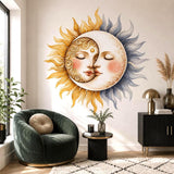 Sun and Moon Wall Vinyl Decal | Celestial Face Sticker | Boho Astrology Wall Art | Nursery Bedroom Living Room Decor | Watercolor Sky