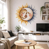 Sun and Moon Wall Vinyl Decal | Celestial Face Sticker | Boho Astrology Wall Art | Nursery Bedroom Living Room Decor | Watercolor Sky