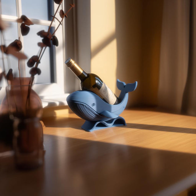 Alternate product view of 3D Printed Whale Wine Bottle Holder.