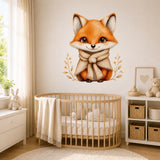 Cute Fox Wall Vinyl Decal | Watercolor Baby Fox Sticker With Scarf | Woodland Nursery Wall Art | Kids Room Cottage Boho Decor