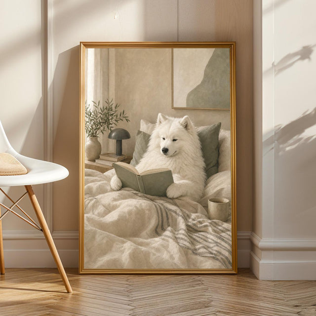 Scandinavia Poster | Gouache Paper Print | Samoyed Dog Wall Print | Nordic Printable Art | Bedroom Decor Posters