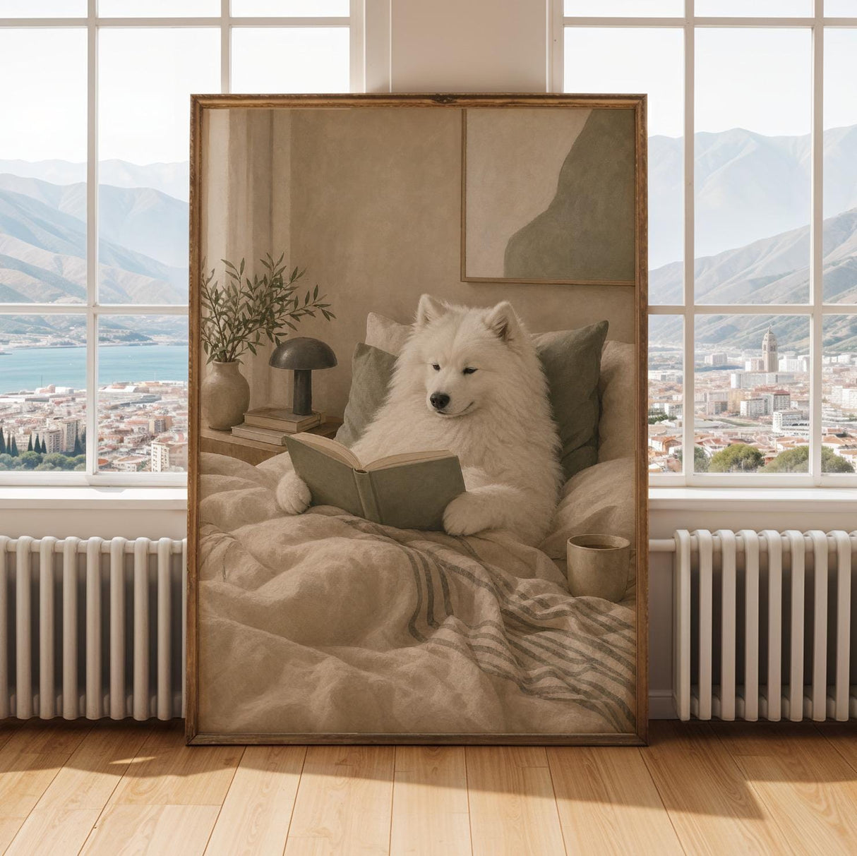 Scandinavia Poster | Gouache Paper Print | Samoyed Dog Wall Print | Nordic Printable Art | Bedroom Decor Posters