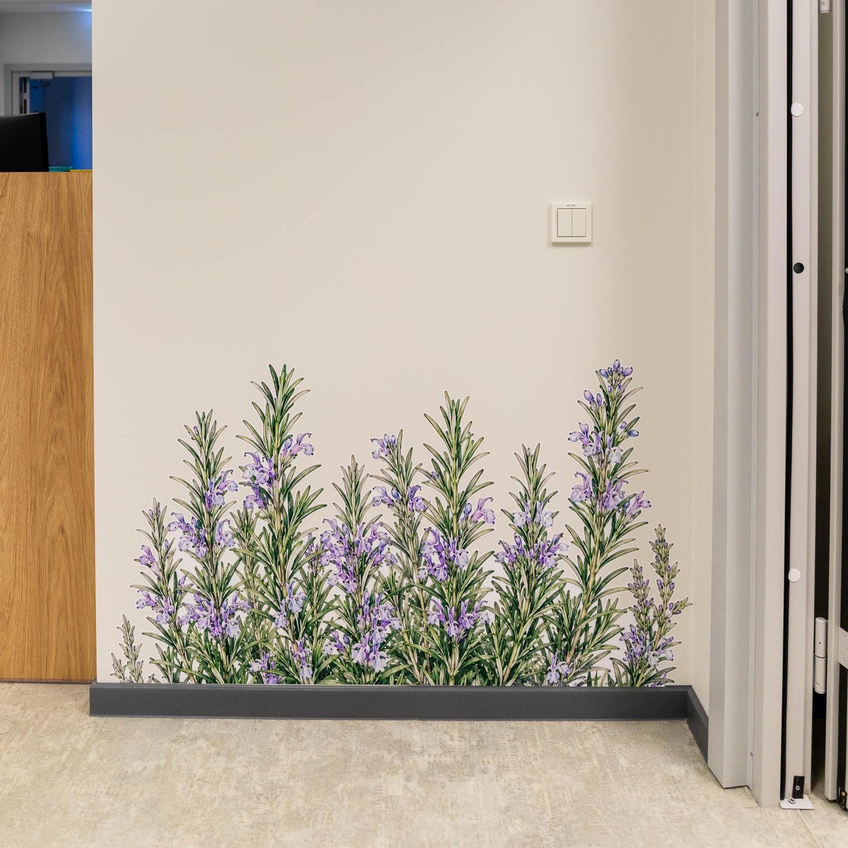 Rosemary Herb Border Wall Vinyl Decal | Watercolor Rosemary Plant Sticker | Kitchen Garden Botanical Wall Art | Farmhouse Cottage Greenery