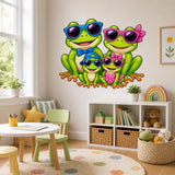 Weird Frog Family Wall Vinyl Decal | Cute Sunglasses Frogs Sticker | Kids Room Nursery Wall Art | Funny Animal Decor