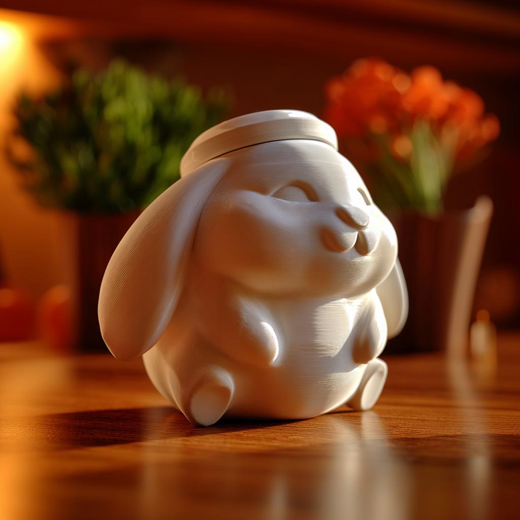 Sleeping Bunny Memorial Urn with Lid | 3D Printed Pet Ashes Keepsake Container for Peaceful Shelf Decor and Remembrance Display