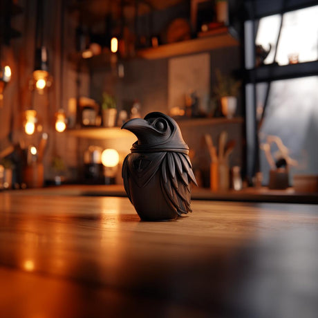 Alternate product view of Raven Memorial Urn with Lid.