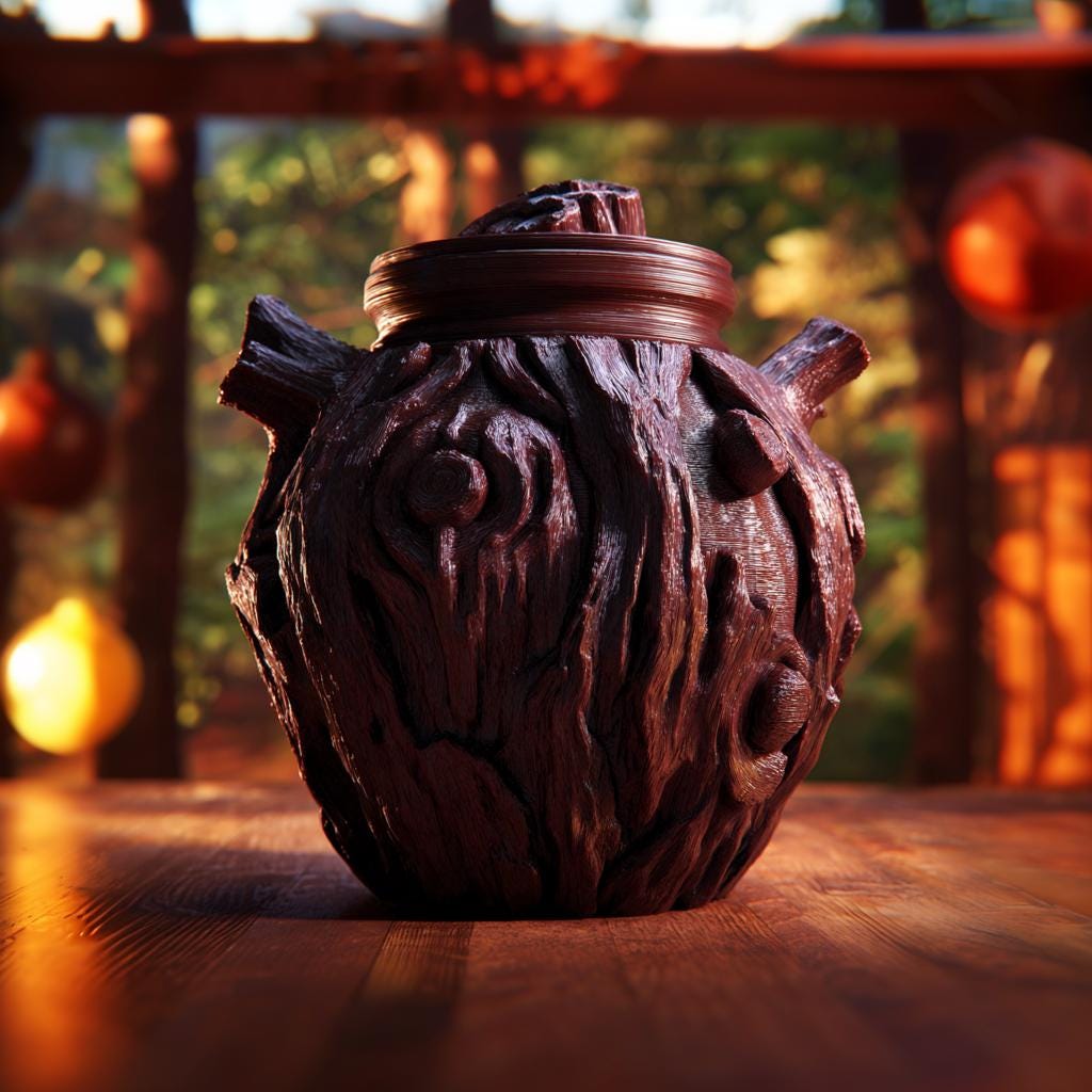Goblincore Woodland Memorial Urn with Lid | 3D Printed Pet Ashes Keepsake Container for Fantasy Forest Shelf Decor Tribute Gift