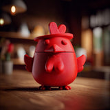 Red Chicken Memorial Urn with Lid | 3D Printed Pet Ashes Keepsake Container for Bird Remembrance Shelf Decor Tribute Gift Display Home Urn