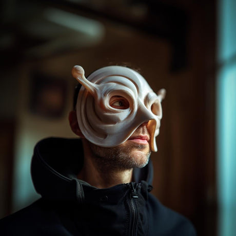 Alternate product view of Snail Mask | Wearable Fantasy Mask | Goblincore Costume Face Cover.