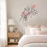 Floral Wall Decal | Blush Botanical Sticker | Peach Flower Line Art | Boho Nursery Decor | Neutral Bedroom Wall Art | Modern Botanical Decor