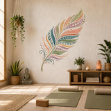 Watercolor Feather Wall Decal | Boho Feather Wall Sticker | Colorful Geometric Feather Decor | Boho Wall Accent | Nature Inspired Home Decor