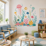 Under the Sea Wall Decal | Jellyfish & Fish Wall Sticker | Ocean Nursery Decor | Kids' Room Sea Life Wall Art | Pastel Underwater Wall Decor