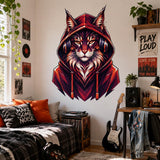 Cat Headphones Wall Decal | Hooded Cat Portrait Sticker | Colorful Low Poly Cat Art | Music Room Decor | Teen Room Wall Art | Cat Lover Gift