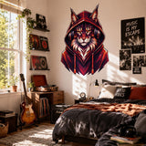 Cat Headphones Wall Decal | Hooded Cat Portrait Sticker | Colorful Low Poly Cat Art | Music Room Decor | Teen Room Wall Art | Cat Lover Gift