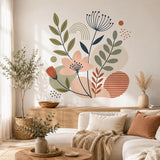 Botanical Wall Decal | Abstract Floral Wall Sticker | Boho Flower Art | Sage Green Terracotta Decor | Modern Home Nursery Bedroom Wall Decor