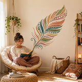 Watercolor Feather Wall Decal | Boho Feather Wall Sticker | Colorful Geometric Feather Decor | Boho Wall Accent | Nature Inspired Home Decor