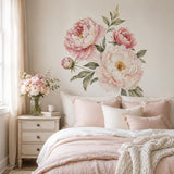 Pink Peony Floral Wall Decal | Watercolor Flower Wall Sticker | Pink Botanical Wall Decor | Bedroom Floral Decor | Peony Flower Wall Sticker