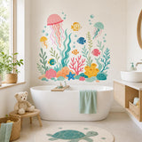 Under the Sea Wall Decal | Jellyfish & Fish Wall Sticker | Ocean Nursery Decor | Kids' Room Sea Life Wall Art | Pastel Underwater Wall Decor