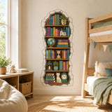 Bookshelf Wall Decal | Cozy Library Wall Sticker | Book Lover Room Decor | Reading Nook Wall Art | 3D Stone Niche Bookshelf Wall Decorations