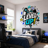 Level Up Gaming Wall Decal | Video Game Wall Sticker | Gamer Room Decor | Controller Wall Art | Arcade Bedroom Wall Decoration | Kids' Decor
