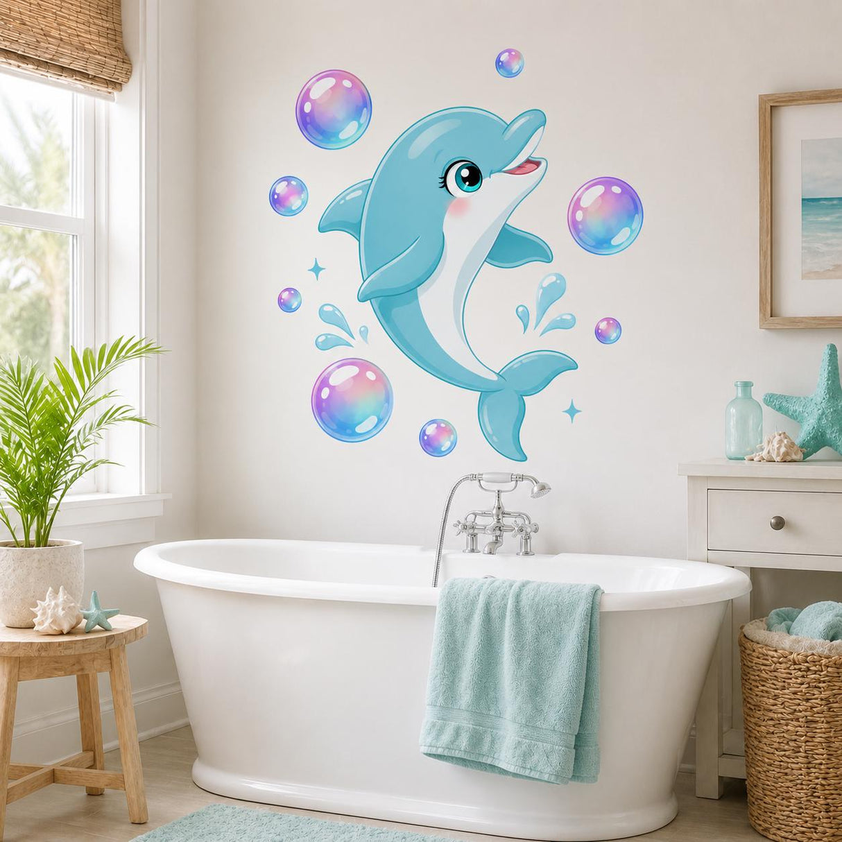Cute Dolphin Wall Decal | Dolphin Wall Sticker | Ocean Nursery Decor | Underwater Room Decor | Ocean Kids Room Decor | Ocean Animal Wall Art