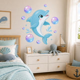 Cute Dolphin Wall Decal | Dolphin Wall Sticker | Ocean Nursery Decor | Underwater Room Decor | Ocean Kids Room Decor | Ocean Animal Wall Art