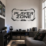 Player Zone Wall Decal | Gaming Room Wall Sticker | Gamer Bedroom Decor | Teen Game Room Wall Art | Black Futuristic Gaming Wall Decorations