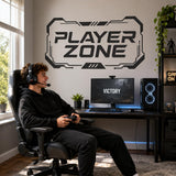 Player Zone Wall Decal | Gaming Room Wall Sticker | Gamer Bedroom Decor | Teen Game Room Wall Art | Black Futuristic Gaming Wall Decorations
