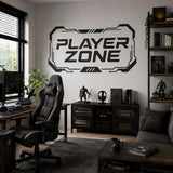 Player Zone Wall Decal | Gaming Room Wall Sticker | Gamer Bedroom Decor | Teen Game Room Wall Art | Black Futuristic Gaming Wall Decorations