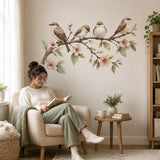 Watercolor Birds Wall Decal | Birds on Branch Wall Sticker | Floral Bird Wall Art | Botanical Bedroom Decor | Spring Blossom Wall Decoration