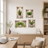 3D Plant Wall Niche Decal | Faux Recessed Shelf Wall Sticker | Indoor Plant Wall Art | Modern Botanical Decor | Living Room Wall Decorations