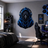 Raven Gamer Wall Decal | Gaming Raven Wall Sticker | Blue Hoodie Animal Decor | Teen Game Room Wall Art | Blue Gamer Bedroom Wall Decoration