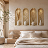 3D Vase Wall Niche Decal | Faux Recessed Shelf Wall Sticker | Neutral Botanical Wall Art | Beige Modern Decor | Living Room Wall Decorations