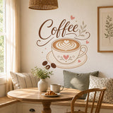 Coffee Cup Wall Decal | Coffee Lover Wall Sticker | Latte Art Kitchen Decor | Cafe Wall Art | Cozy Coffee Bar Wall Decoration | Coffee Signs