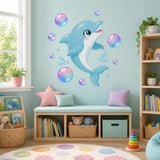 Cute Dolphin Wall Decal | Dolphin Wall Sticker | Ocean Nursery Decor | Underwater Room Decor | Ocean Kids Room Decor | Ocean Animal Wall Art