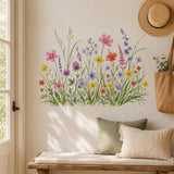 Watercolor Wildflower Wall Decal | Meadow Flower Wall Sticker | Botanical Bedroom Decor | Colorful Wildflower Art | Spring Garden Wall Decor