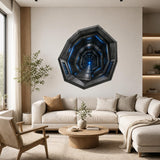 3D Sci-Fi Tunnel Wall Decal | Futuristic Corridor Sticker | Hexagon Portal Wall Art | Gamer Room Decor | Anamorphic Illusion