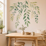 Watercolor Botanical Wall Decal | Hanging Greenery Vinyl Wall Sticker | Sage Leaf Decor for Dining Room, Bedroom or Entryway | Home Accent