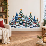 Christmas Tree Wall Decal | Snowy Winter Forest Wall Sticker | Holiday Pine Trees Decor | Christmas Nursery Wall Art | Winter Woodland Decor