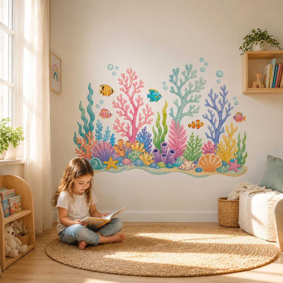 Coral Reef Wall Decal | Under the Sea Wall Sticker | Ocean Nursery Decor | Kids Room Sea Life Wall Art | Colorful Underwater Wall Decoration