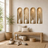 3D Vase Wall Niche Decal | Faux Recessed Shelf Wall Sticker | Neutral Botanical Wall Art | Beige Modern Decor | Living Room Wall Decorations